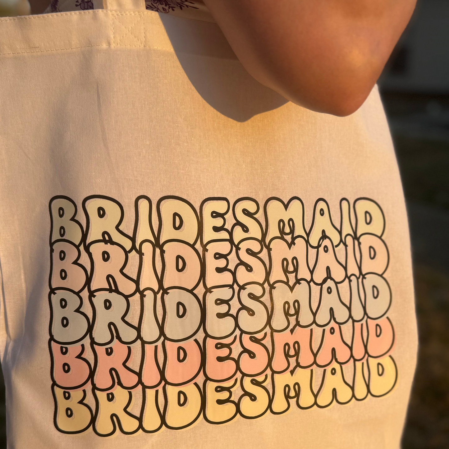 Bridesmaid White Tote Bag 15x16 Inches