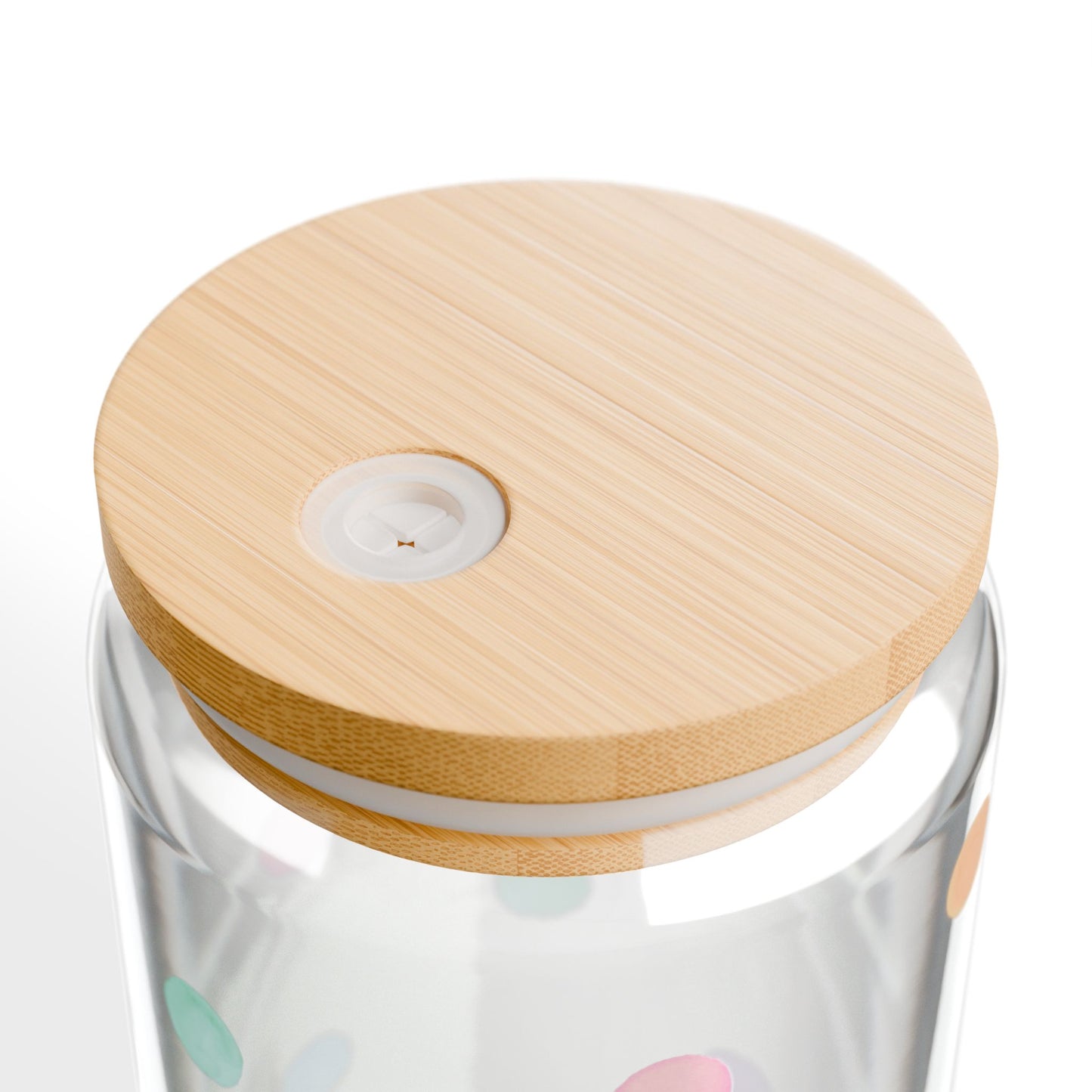 16oz Pastel Pop Glass Cup with Bamboo Lid