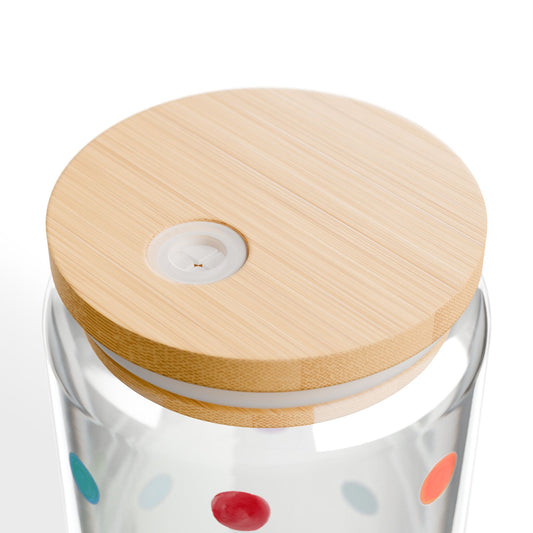 16oz Bold Pop Glass Cup with Bamboo Lid