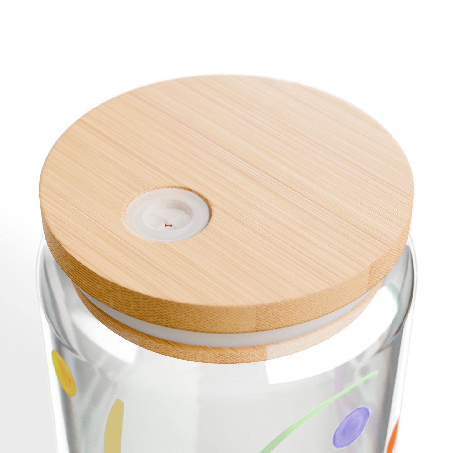16oz Bold Pop Wave Glass Cup with Bamboo Lid