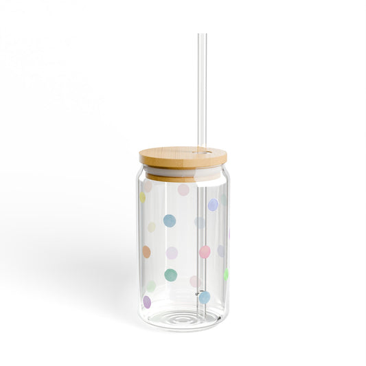 16oz Pastel Pop Glass Cup with Bamboo Lid