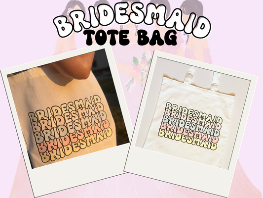 Bridesmaid White Tote Bag 15x16 Inches