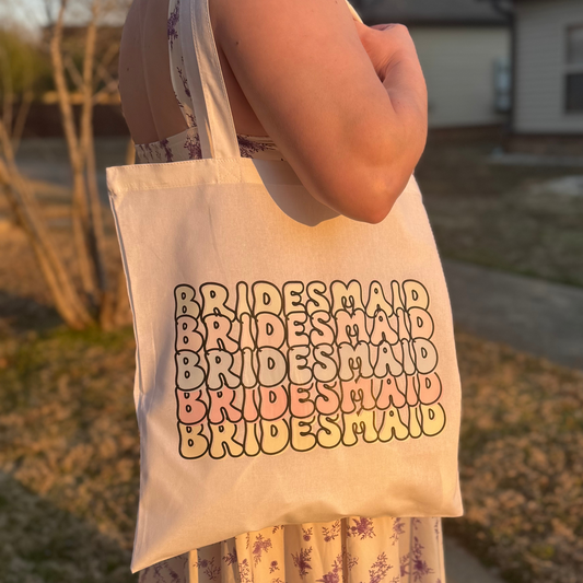 Bridesmaid White Tote Bag 15x16 Inches