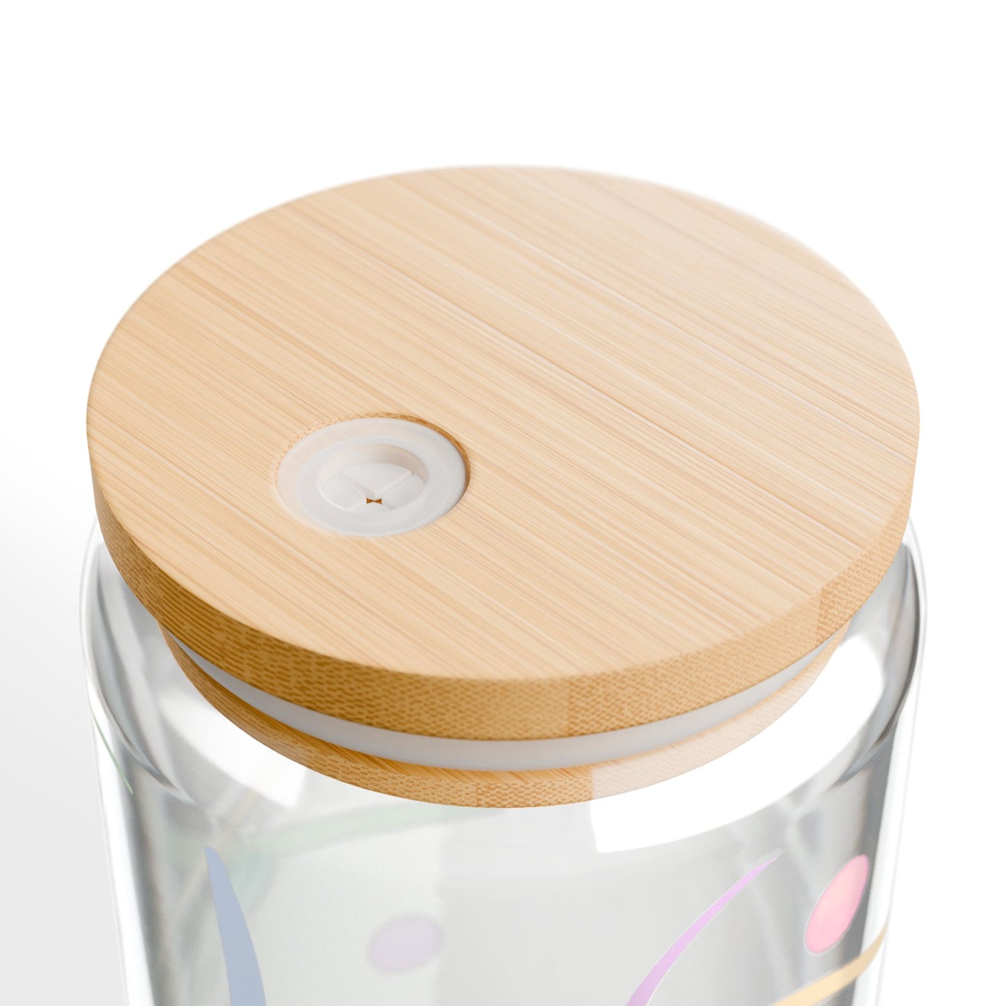 16oz Pastel Pop Wave Glass Cup with Bamboo Lid