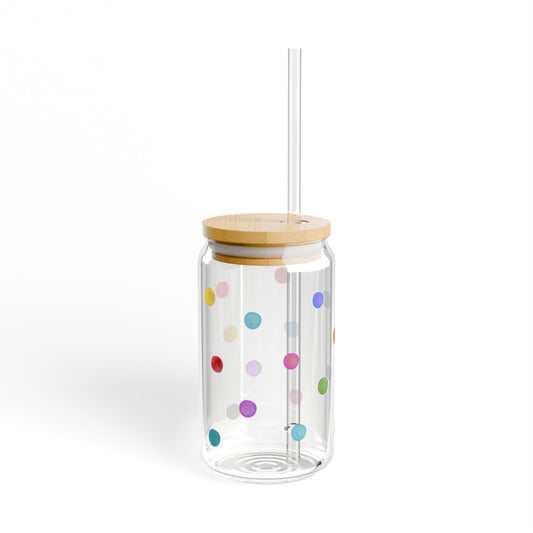 16oz Bold Pop Glass Cup with Bamboo Lid